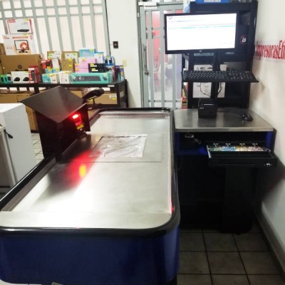 MUEBLE CHECKOUT PARA PUNTO DE VENTA CHECK160, CON PORTA TECLADO, PORTA TERMINAL ,PREPARACIÓN PARA BÁSCULA CONVENCIONAL